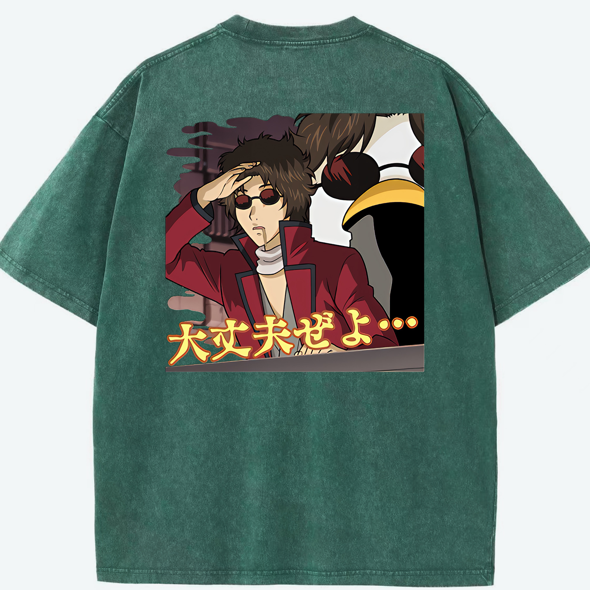 （画像用） ぎんたま 坂田銀時（さかたぎんとき） 神楽 志村新八（しむら しんぱち） GINTAMA Sakata Gintoki Kagura Shimura Shinpachi 綿100% ヴィンテージ風 半袖Tシャツ（背面プリント）